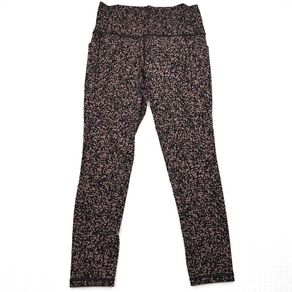 Athleta Womens Small Black Mauve Salutation Stash Pocket Gravel 7 8 Leggings S